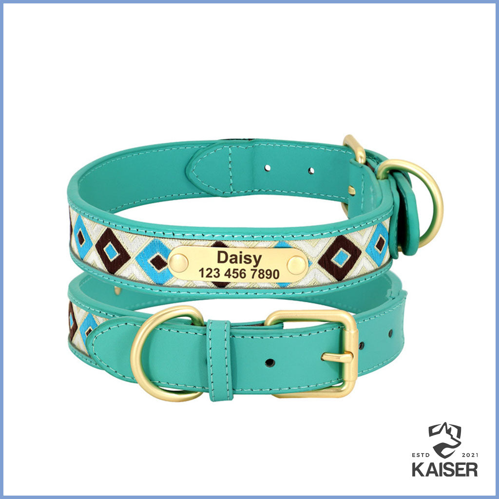 Hundehalsband Leder bunt mit Gravur