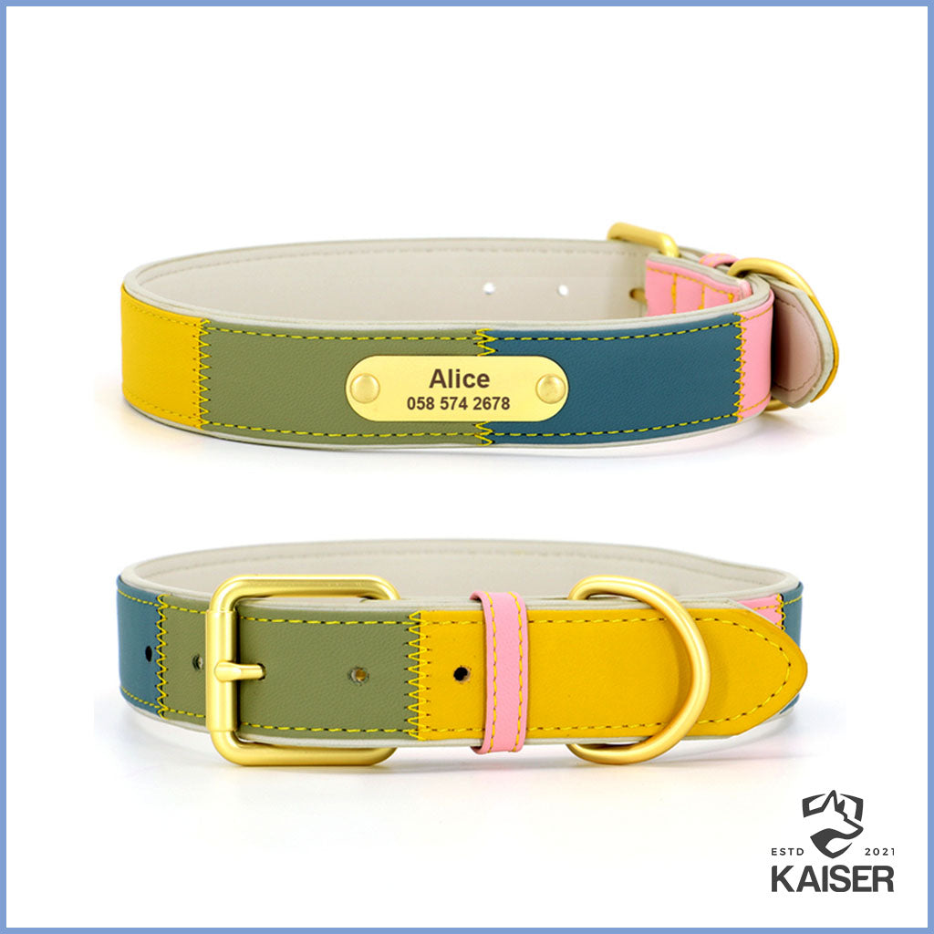 Leder Hundehalsband mit Namen und Telefonnummer