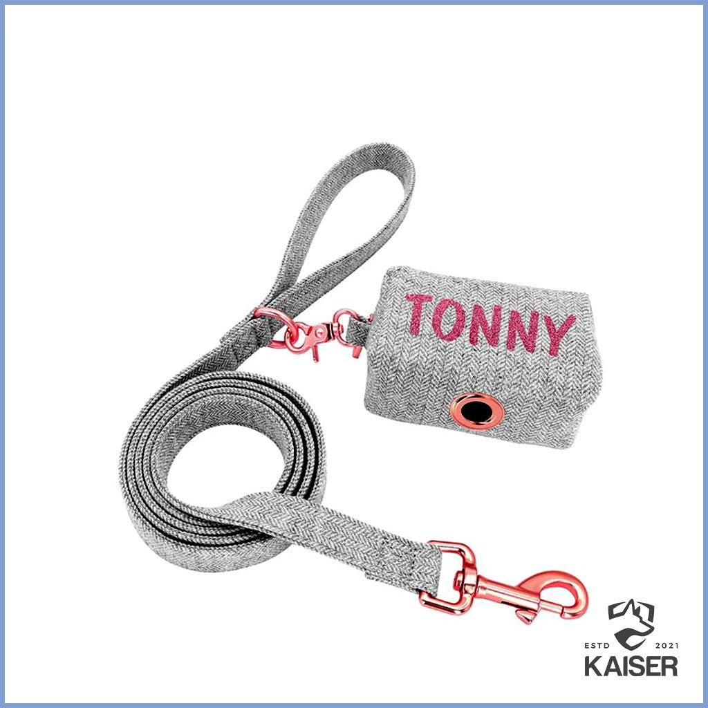 Presonalisierte Hundeleine mit Kotbeutelspender