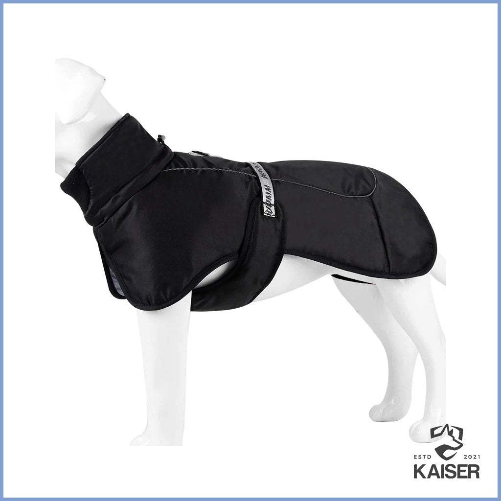 Schwarzer Hundemantel Fleece mit Klettverschluss