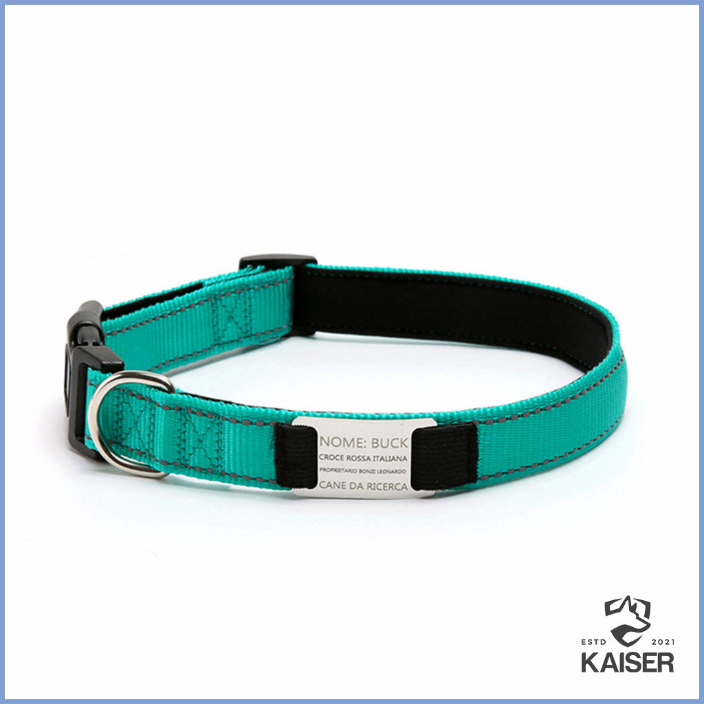 Neopren Hundehalsband mit Namen blaugrün