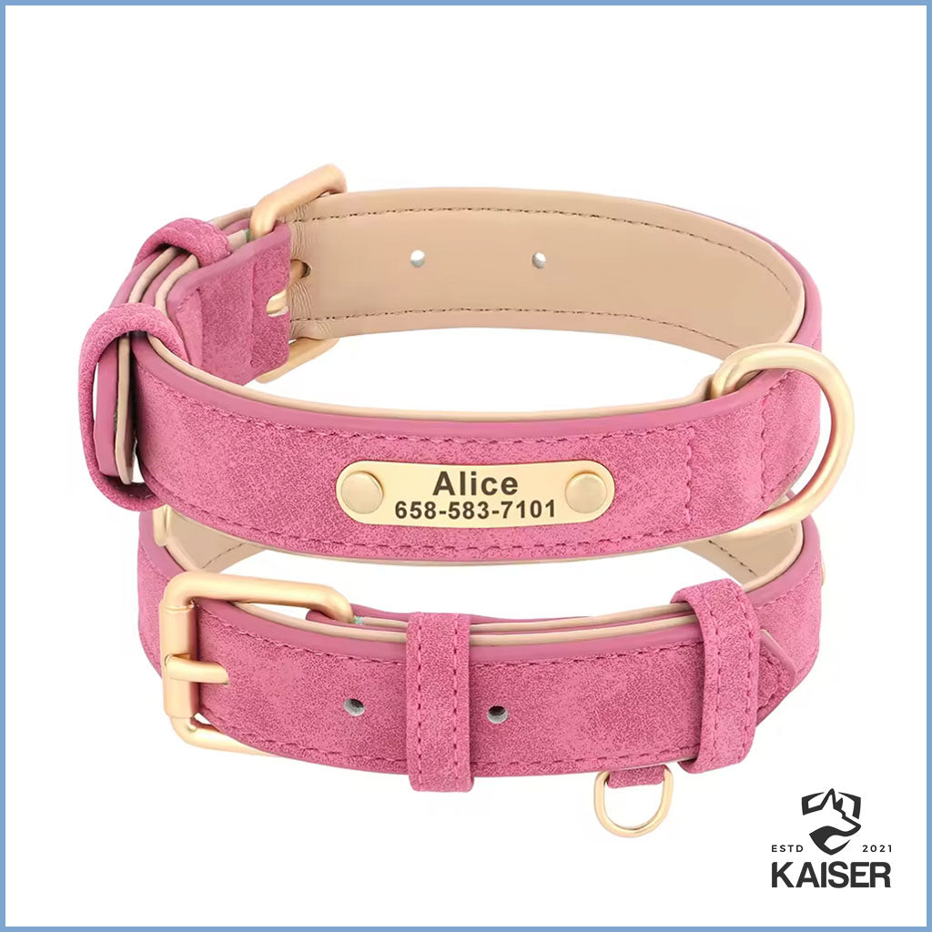 Personalisiertes Hundehalsband aus PU-Leder Rosa