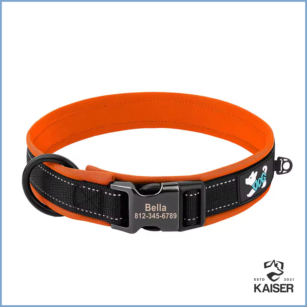 Personalisiertes Hundehalsband mit Klickverschluss gepolstert reflektierend