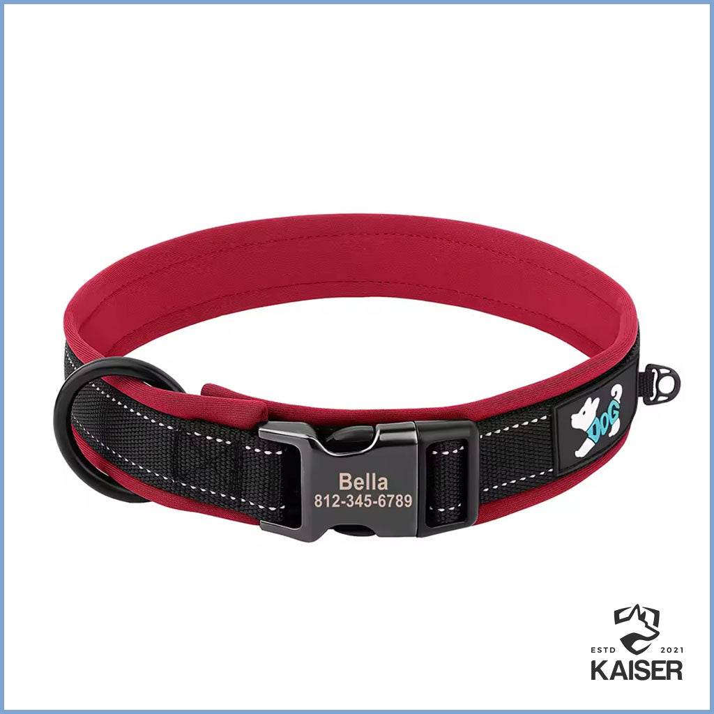 Rotes Hundehalsband mit Gravur und Klickverschluss