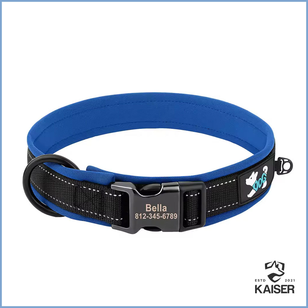 Gepolstertes Hundehalsband mit Gravur