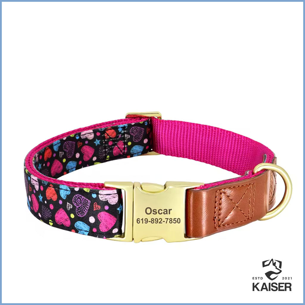 Personalisiertes Hundehalsband mit Klickverschluss in Lila Farbe