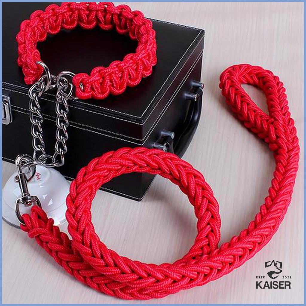 Rotes Paracord geflochtenes Hundehalsband mit Leine