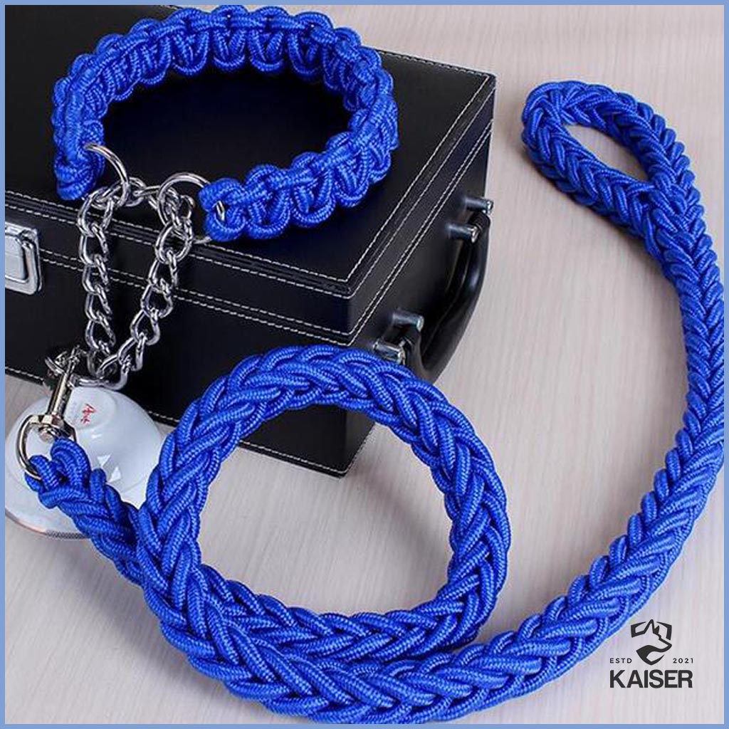 Blaues Paracord geflochtenes Hundehalsband mit Leine