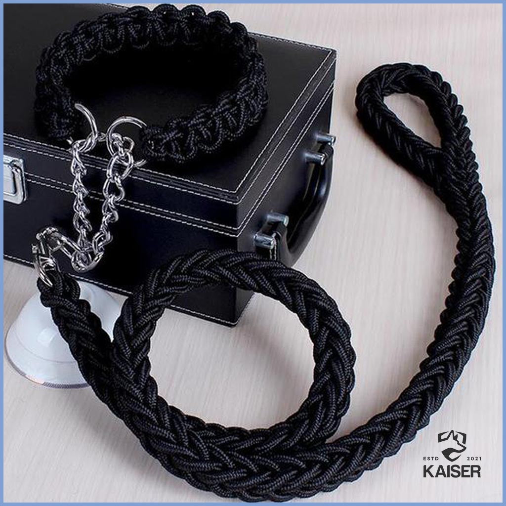 Schwarzes Paracord geflochtenes Hundehalsband mit Leine