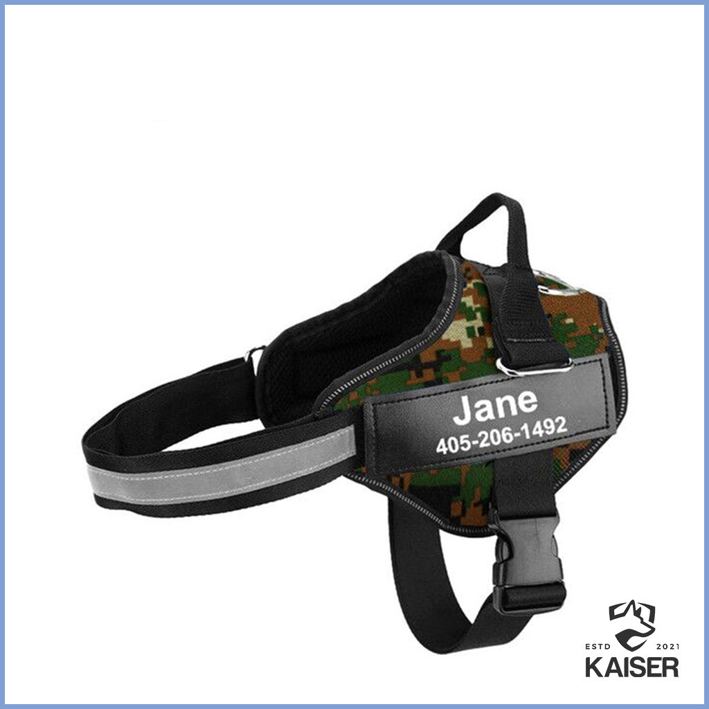 Hundegeschirr mit Namen in Camouflage Stil