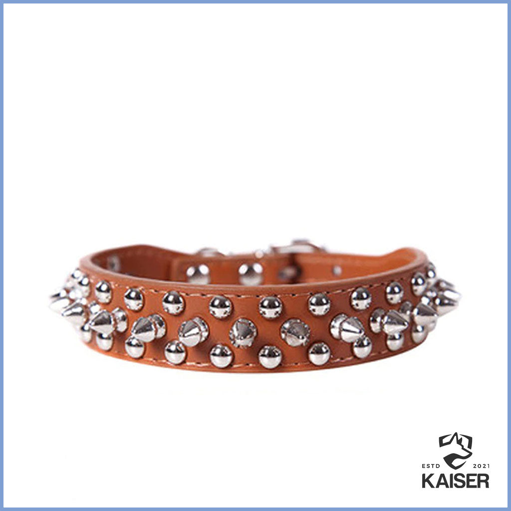 Hundehalsband mit Stacheln braun