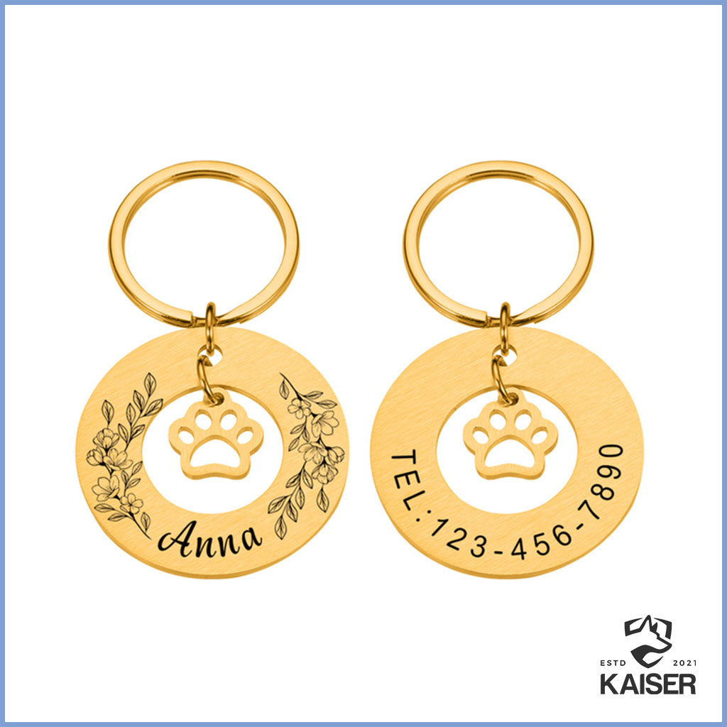 Hundemarke mit Gravur Edelstahl gold
