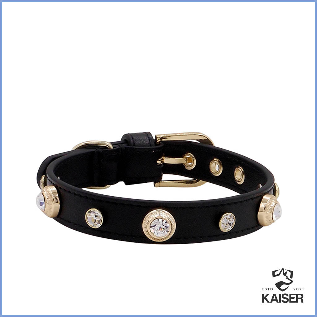 Luxus Hundehalsband Leder schwarz