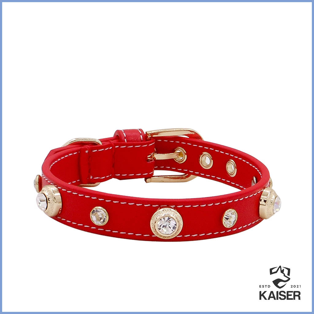 Luxus Hundehalsband Leder rot