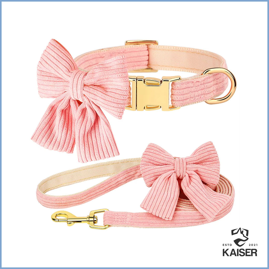 Hundehalsband und Leine Set mit Fliege Pink