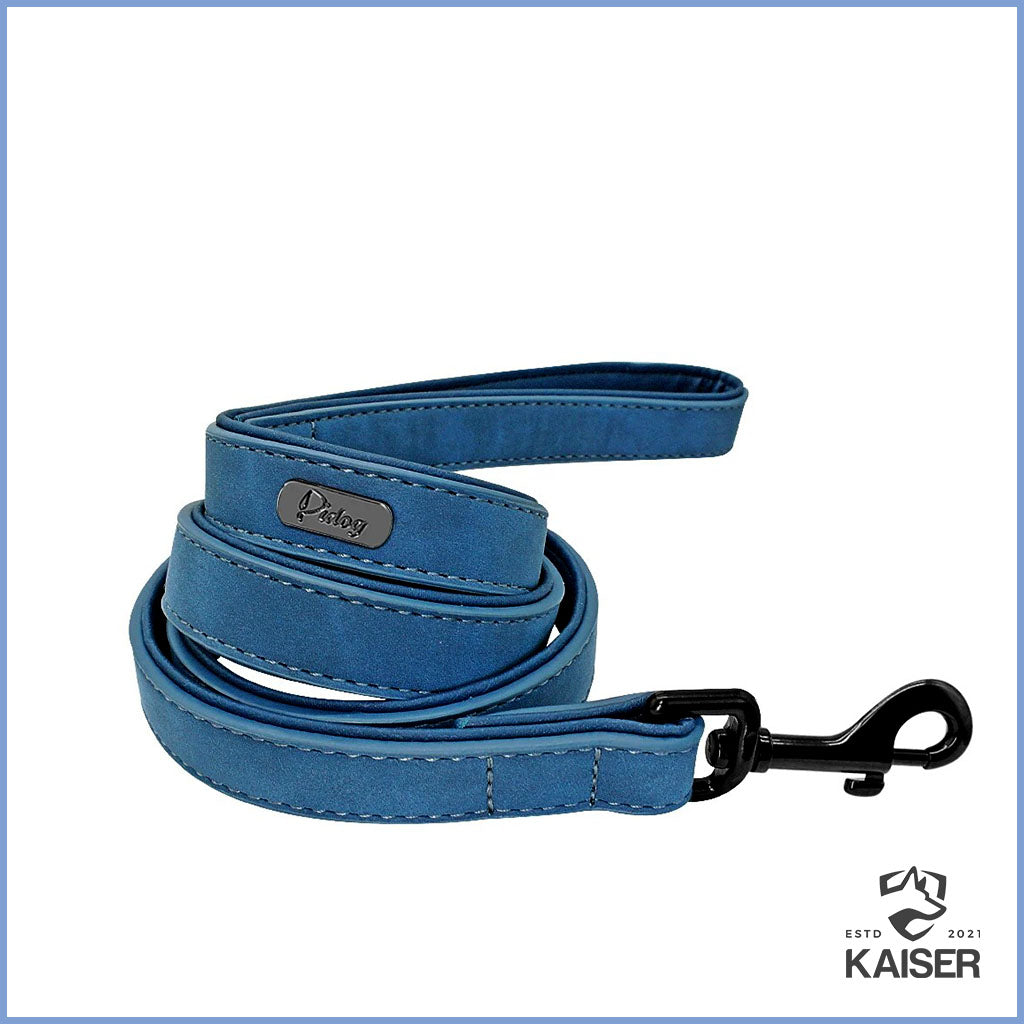 Hundeleine Leder blau