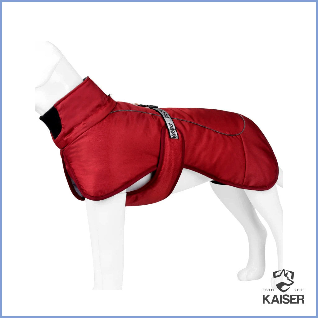 Roter Hundemantel Fleece mit Klettverschluss