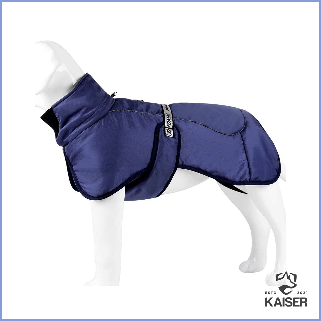 Blauer Hundemantel Fleece mit Klettverschluss