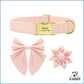 Personalisiertes Hundehalsband Rosa mit abnehmbaren Fliege und Blume