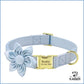 Personalisiertes Hundehalsband Blau mit abnehmbarer Blume