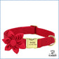 Personalisiertes Hundehalsband Rot mit abnehmbarer Blume