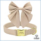 Personalisiertes Hundehalsband Beige mit abnehmbarer Fliege