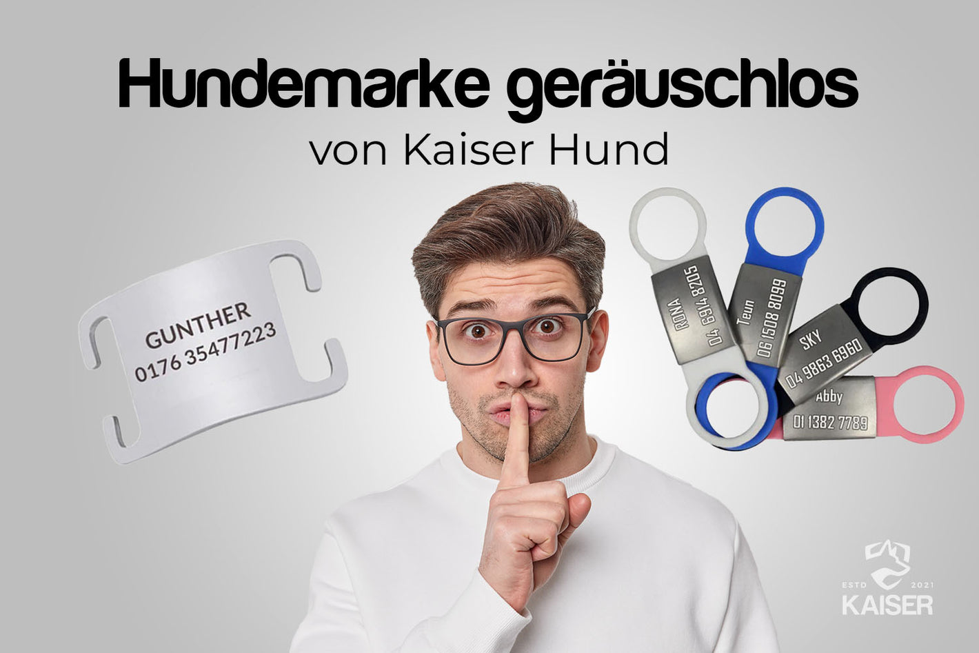 Hundemarke geräuschlos von Kaiser Hund®️