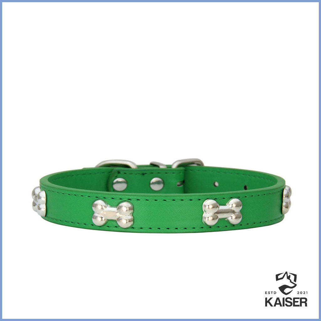 Hundehalsband Luxus aus Leder mit Perlen – Kaiser Hund