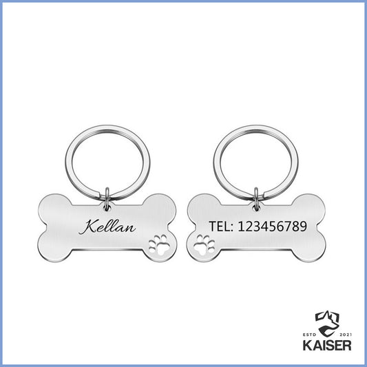 Hundemarke Knochen mit namen Silber