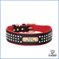 Stylish Hundehalsband mit Name Leder mit Strass schwarz und rot